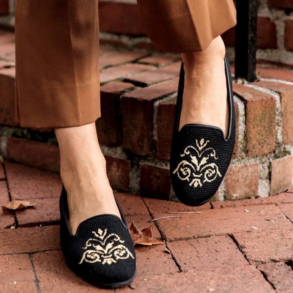 BY PAIGE NEEDLEPOINT FLEUR LIS SMOKING LOAFER